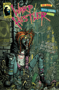 Warp Hustler comic cover featuring vibrant art and a rebellious character in a chaotic urban setting, showcasing its edginess.