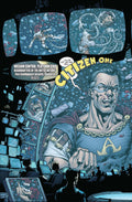 Comic scene depicting Citizen One at mission control, monitoring superheroes in distress.