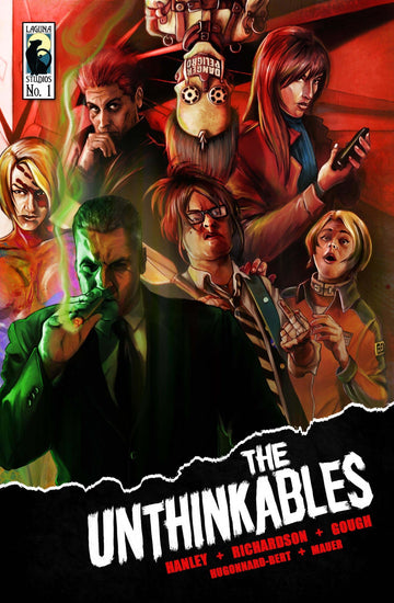 Cover art for 'The Unthinkables' comic series featuring diverse characters and intense expressions.