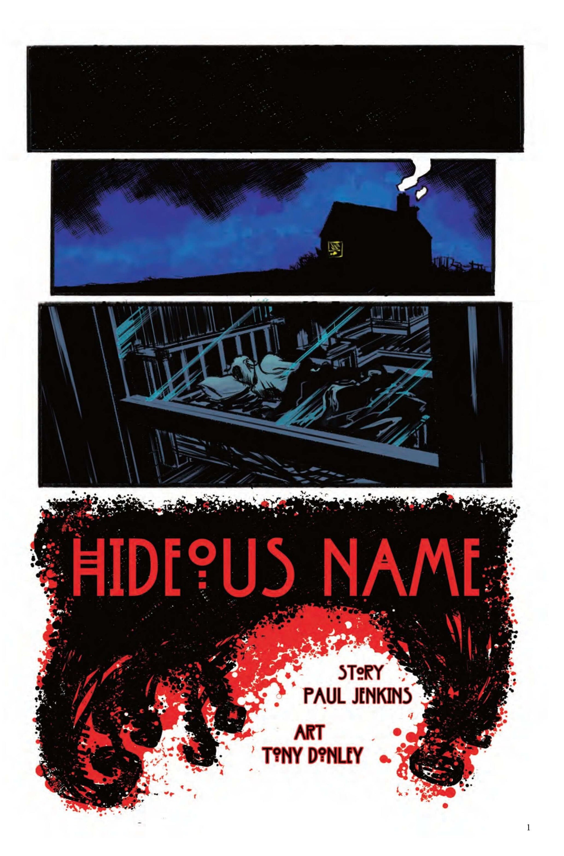 Cover art for 'Hideous Name' by Paul Jenkins, featuring dark, mysterious imagery and engaging typography.