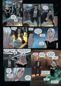 Comic page featuring characters in dramatic dialogue, showcasing themes of connection and shadowy intrigue.