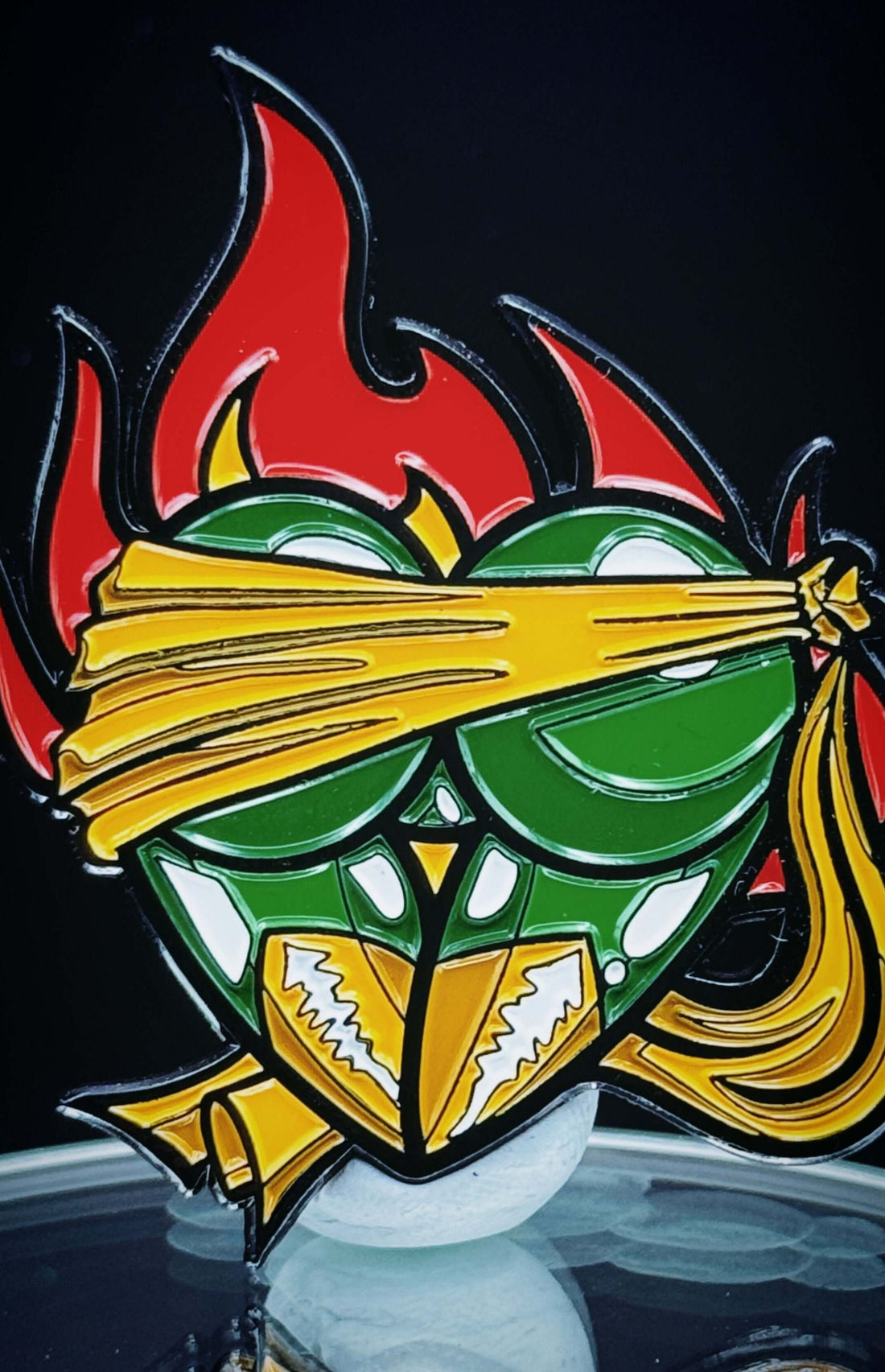 Fire Nugget Ass-Tonishing Pin with vibrant colors and a humorous mutant hero design, perfect for comic fans.