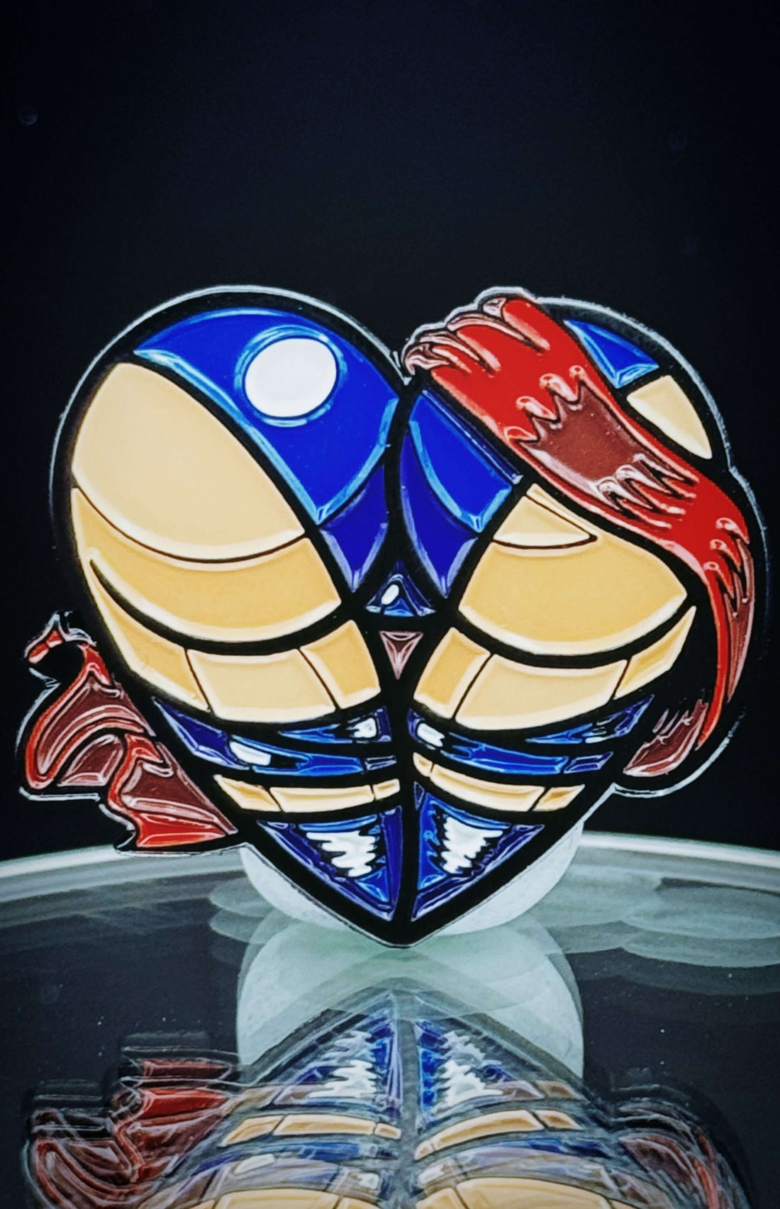Colorful Psychic Ninja Ass-Tonishing Pin in a heart shape, blending humor and style for collectors and comic fans.