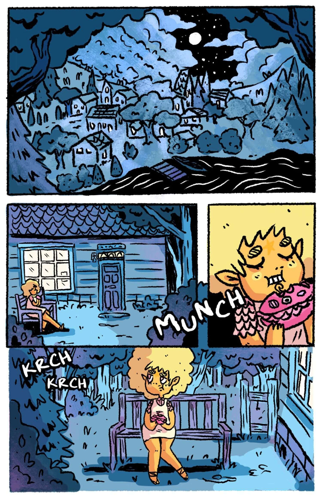 Cover of Lucifer Licorice comic showing colorful characters in a whimsical forest full of candy elements.