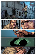Comic panel featuring Chapter Four titled 'Heroic', showcasing intense moments from Doctor Hanover's adventure.