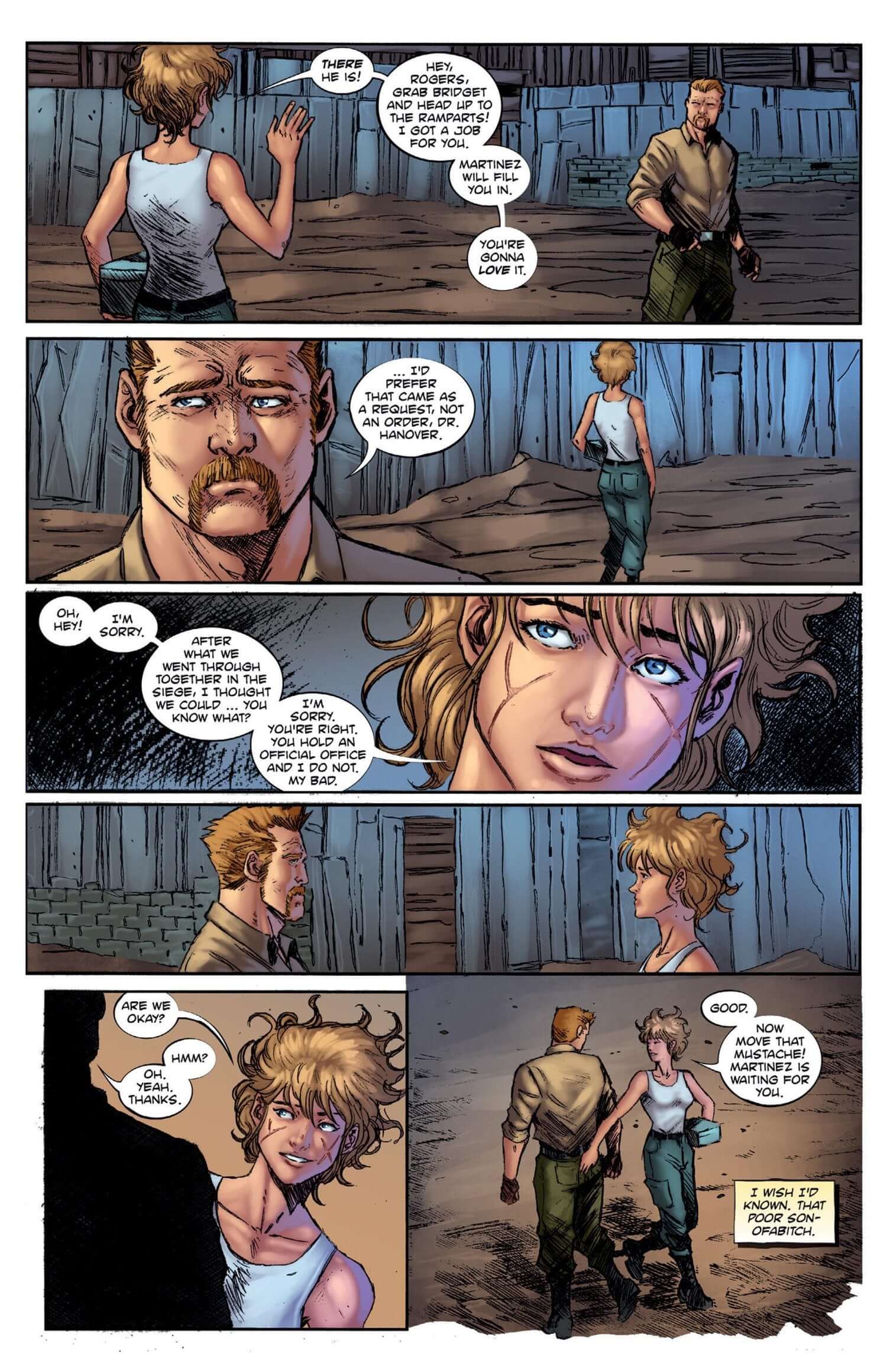 Comic page from The Surgeon Chapter 4, featuring Doctor Hanover and Master Rogers discussing strategy at Turtle Island.