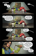 Three-panel comic with a character lounging and pouring wine, reacting humorously to absurd situations.