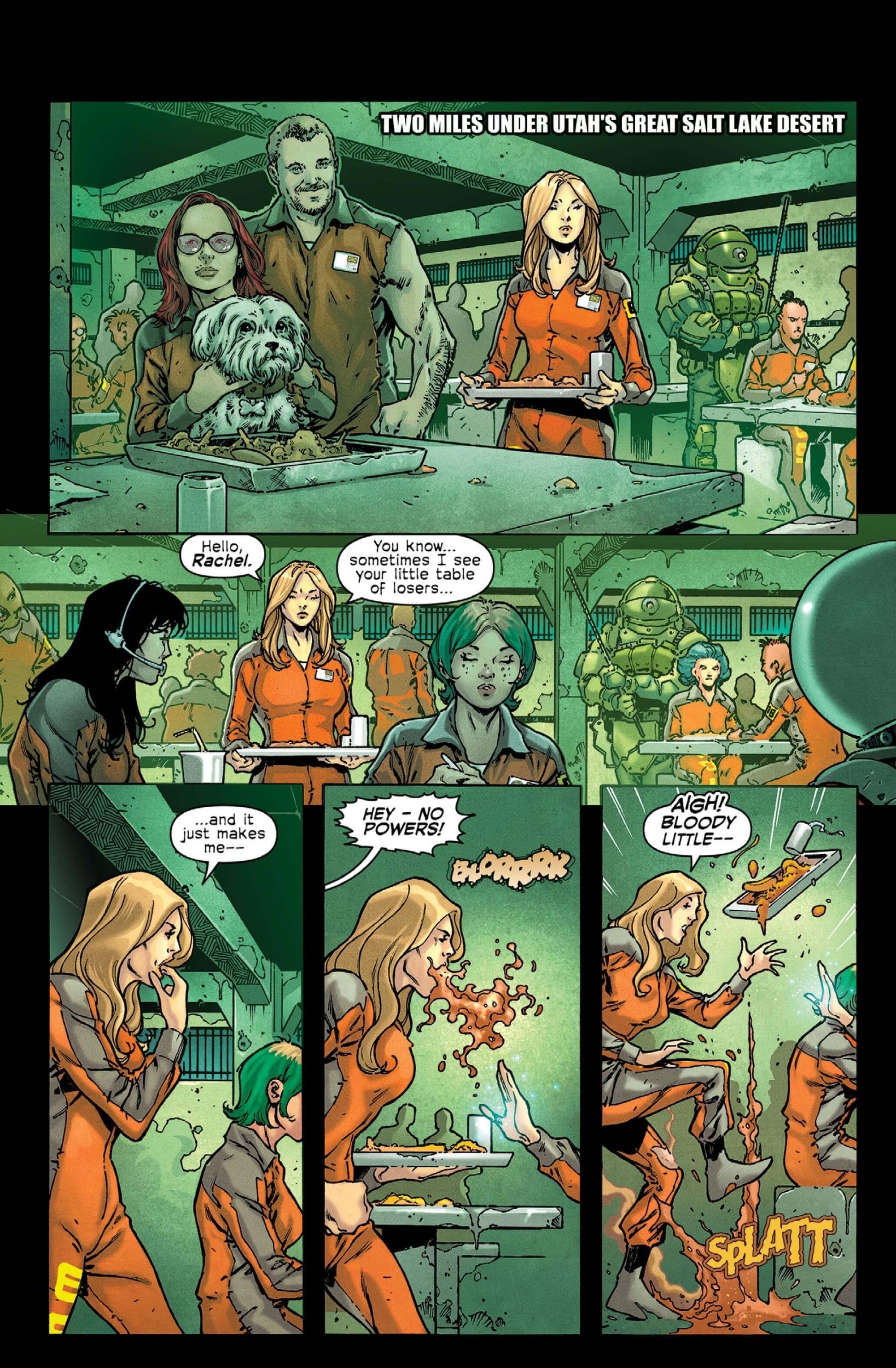 Comic panel from The Unthinkables Issue 2 showing characters in orange jumpsuits in a prison-like setting.