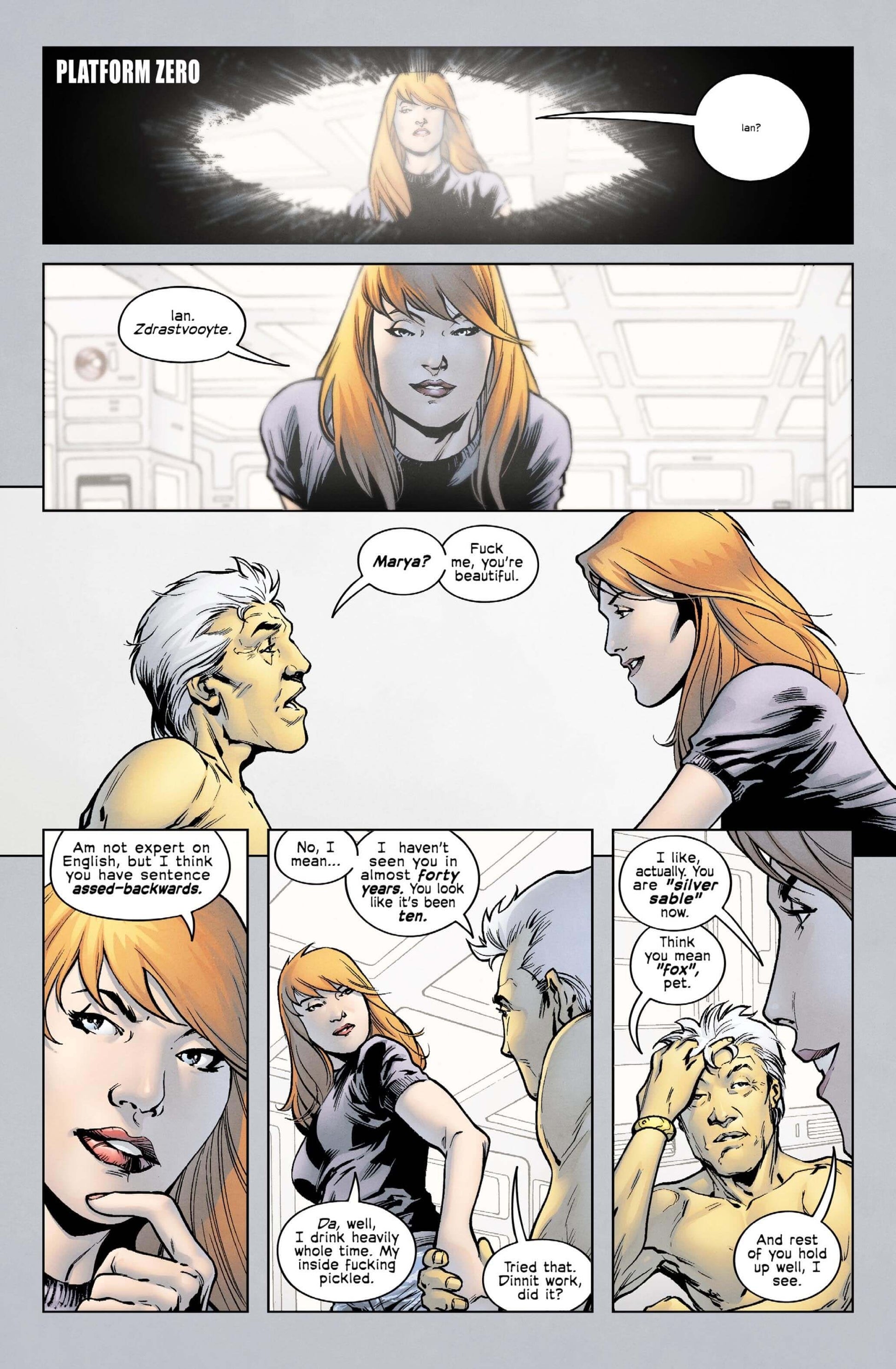 Comic page from The Unthinkables Issue 3 featuring dialogue and character interactions on Platform Zero.
