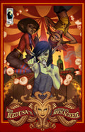 Cover of Miss Medusa's Monstrous Menagerie #2 featuring quirky characters in a circus setting.