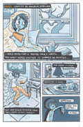 Comic page from 'Nora' by Angela Oddling, showcasing winter blues and chilly breakfast moments.