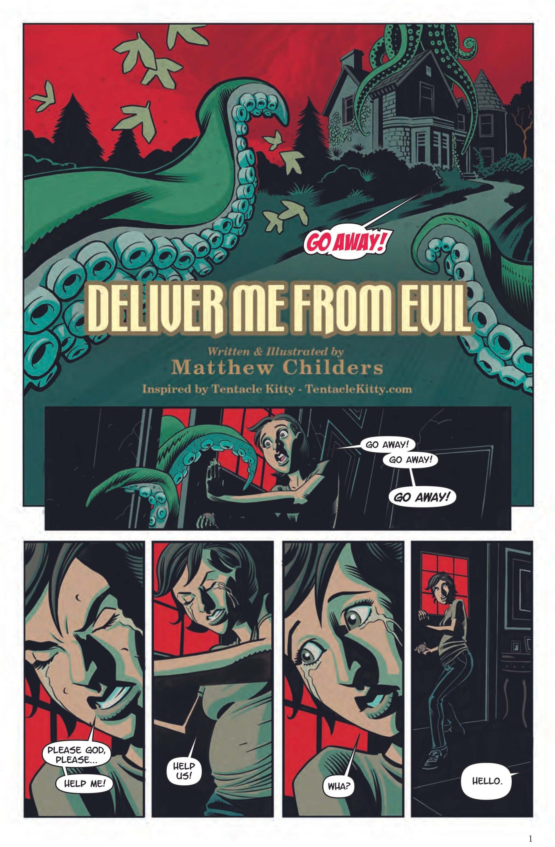 Cover art for 'Deliver Me From Evil' by Matthew Childers featuring an octopus and eerie storytelling.
