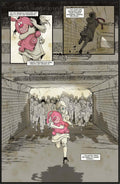 A girl runs through a dim tunnel holding a pink toy, pursued by shadowy figures in a chaotic scene from 'Province of Zombies'.
