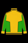 Southern Sugah Track Jacket featuring vibrant yellow and green colors with sporty design and zip-up closure.