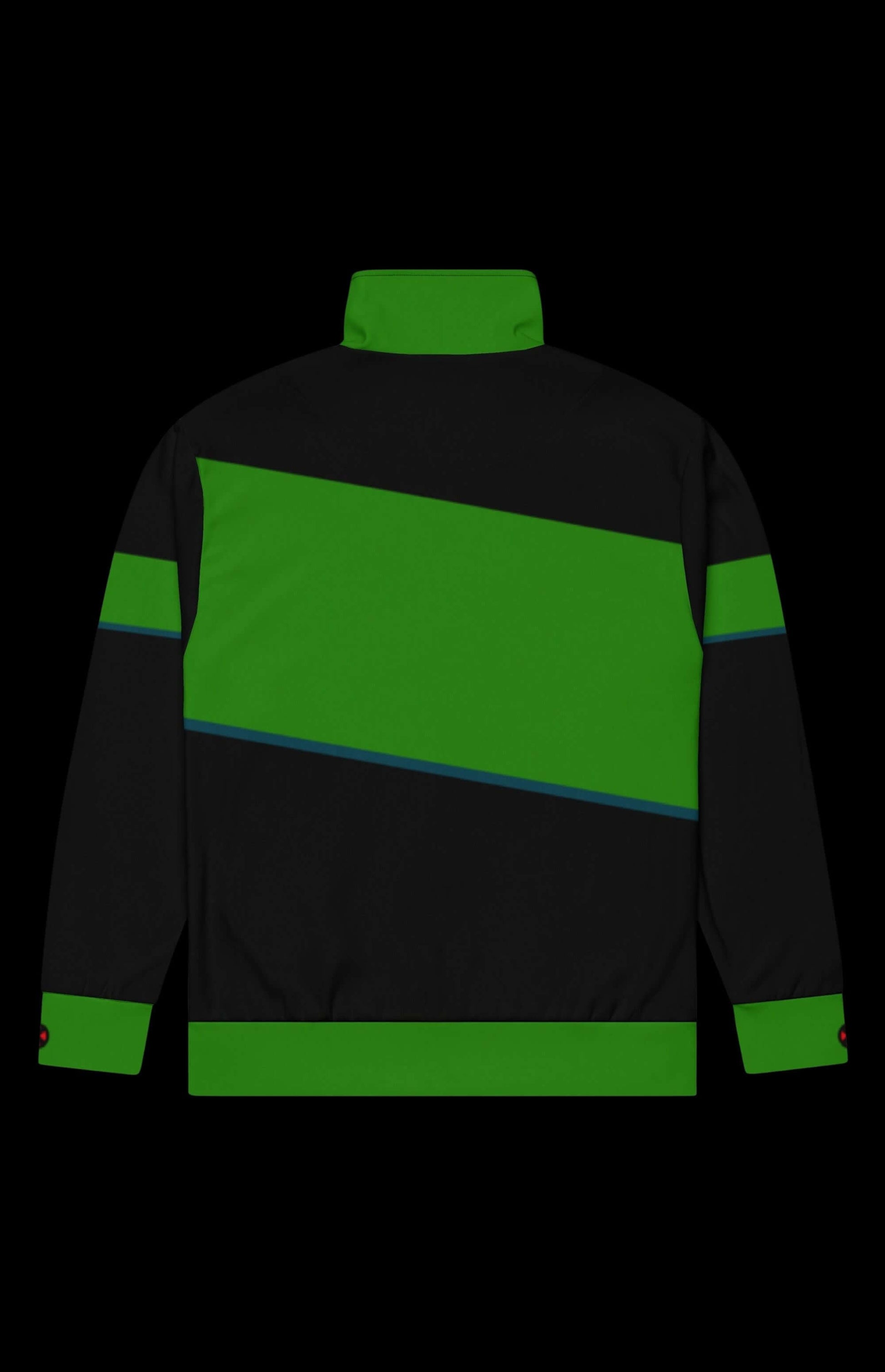 Southern Sugah Classic Track Jacket showing back view with green and black design stripes.