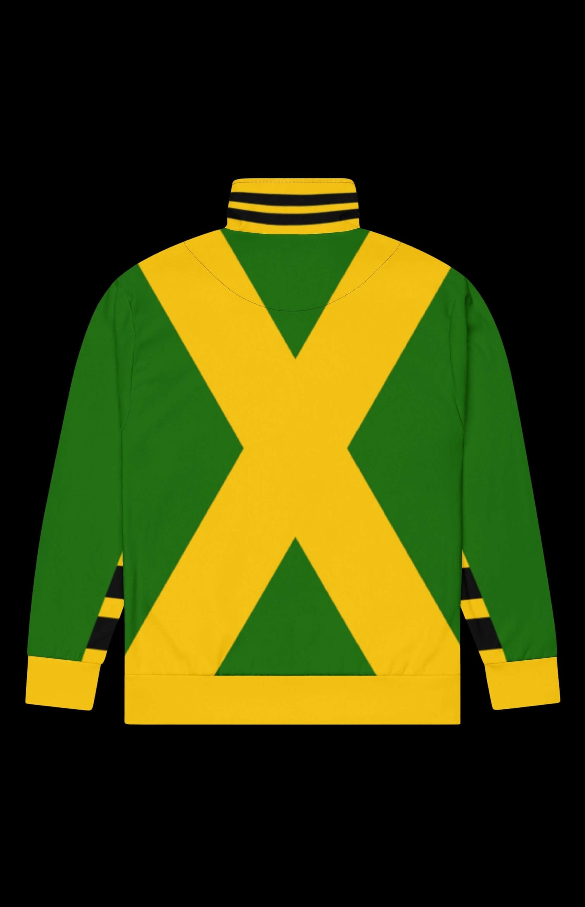 Loudmouth Track Jacket in vibrant green and yellow design, perfect for workouts and everyday wear, featuring zippered pockets.