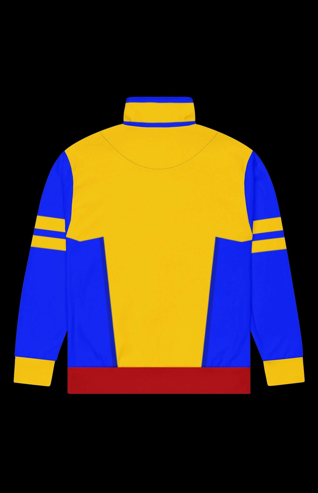 Jimmy Lee Track Jacket in vibrant yellow and blue with logo, perfect for style and warmth during workouts.