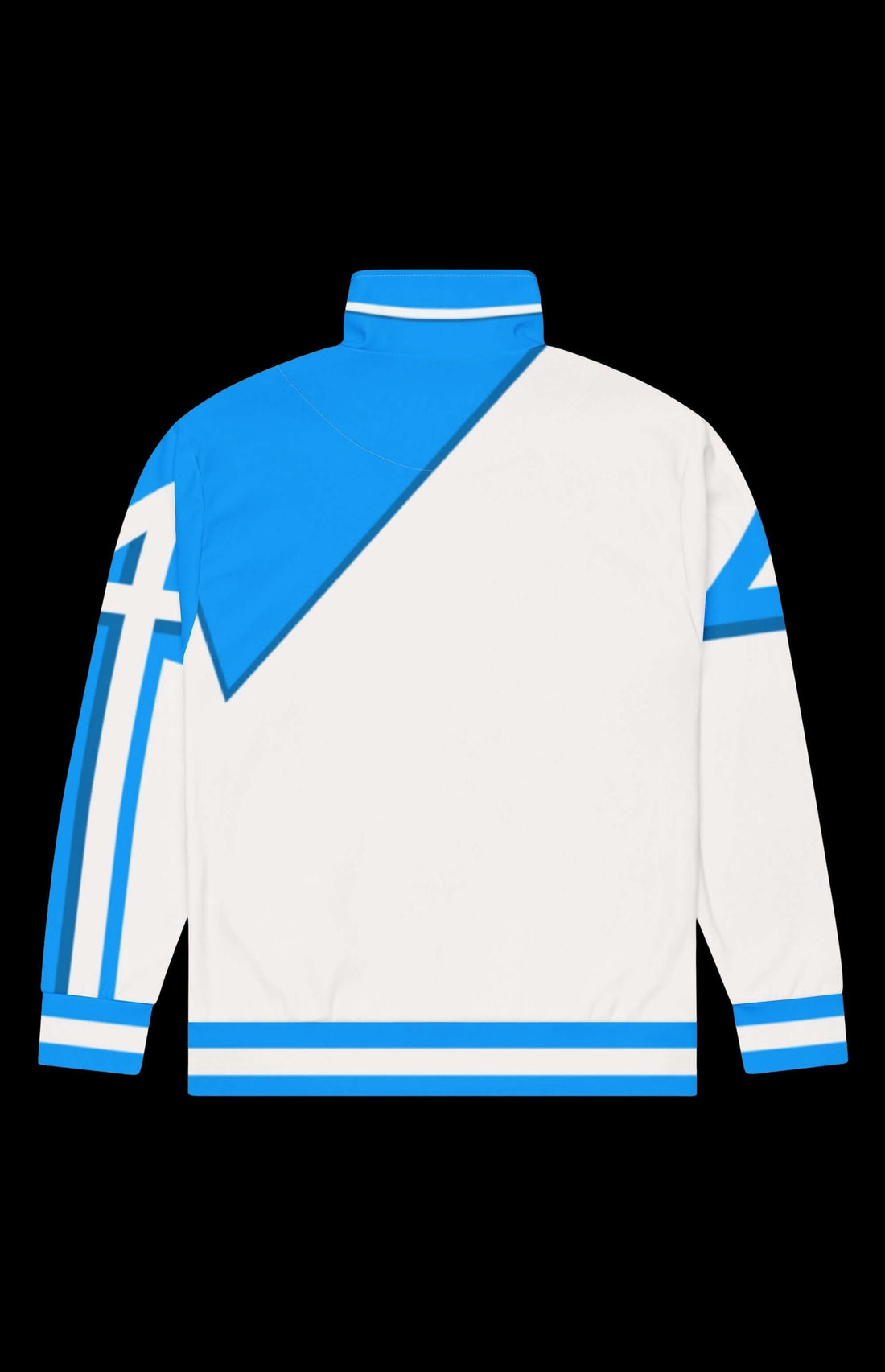 The Baxter Track Jacket in blue and white with modern design, perfect for workouts and everyday wear.