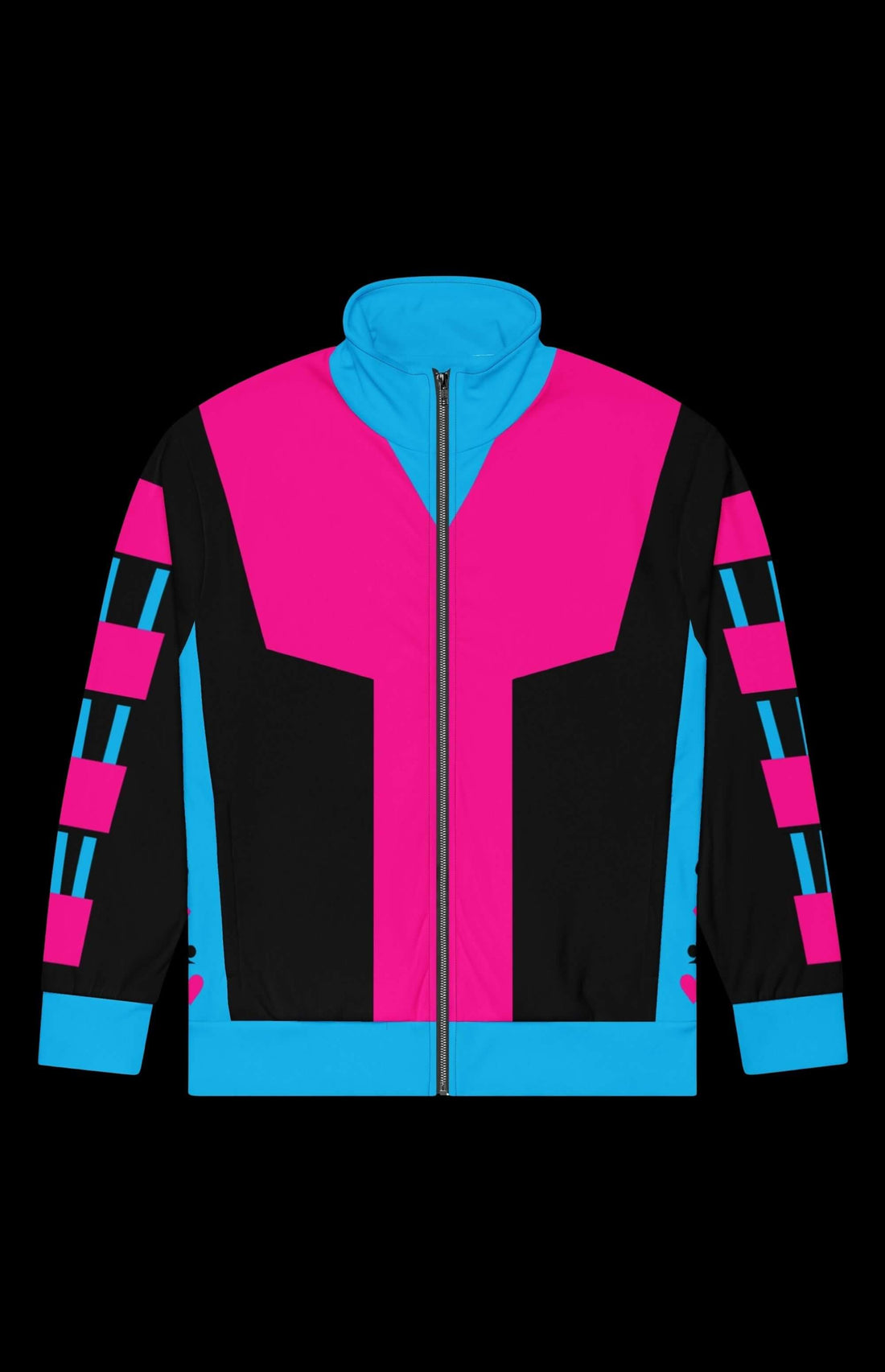 Kinetic Gambler Track Jacket in vibrant pink and blue colors, featuring a zip-up design and stylish patterns.