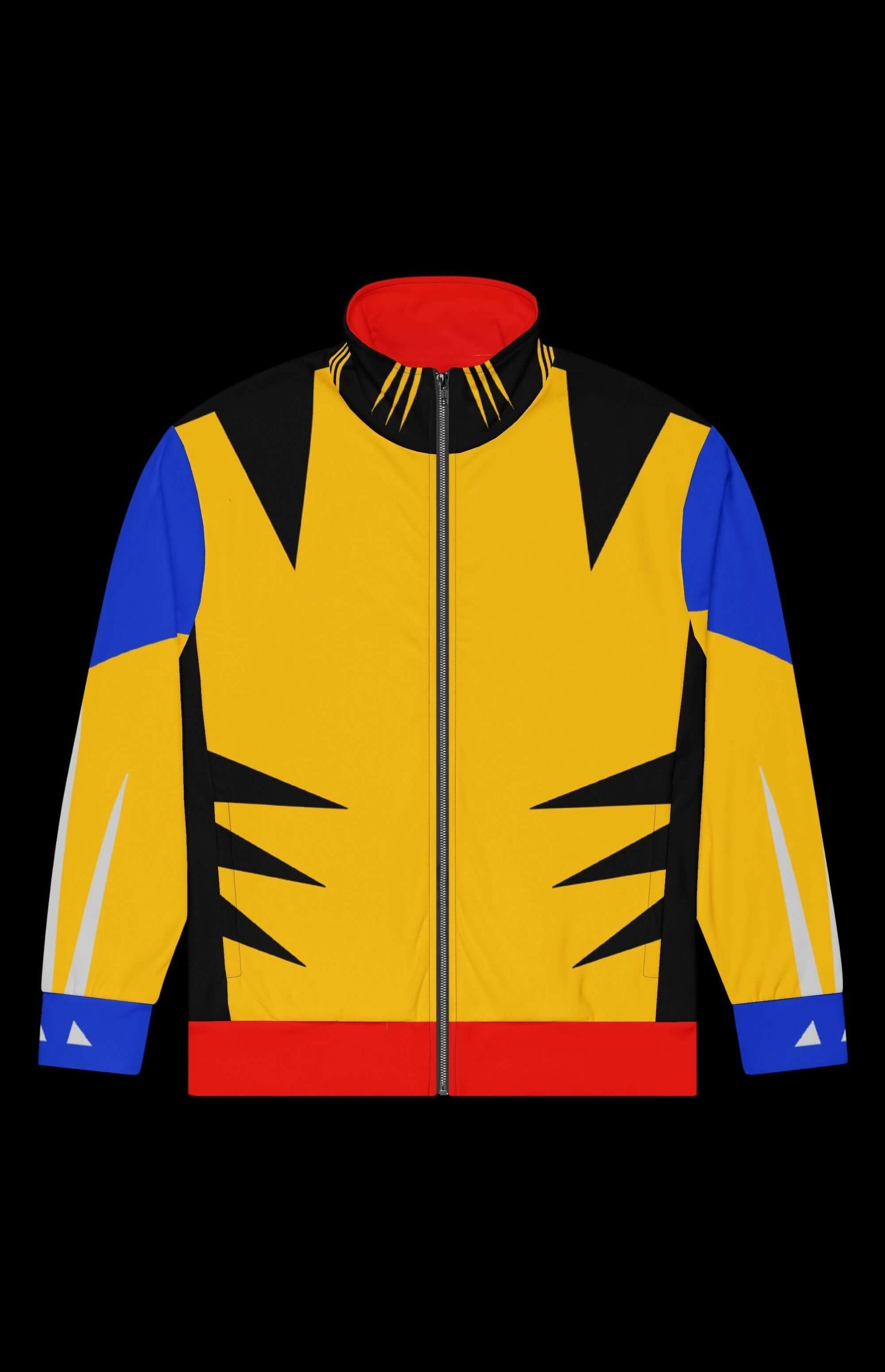 Badger Track Jacket in bright yellow, blue, and red with zip-up front and sporty design, perfect for workouts and everyday wear.