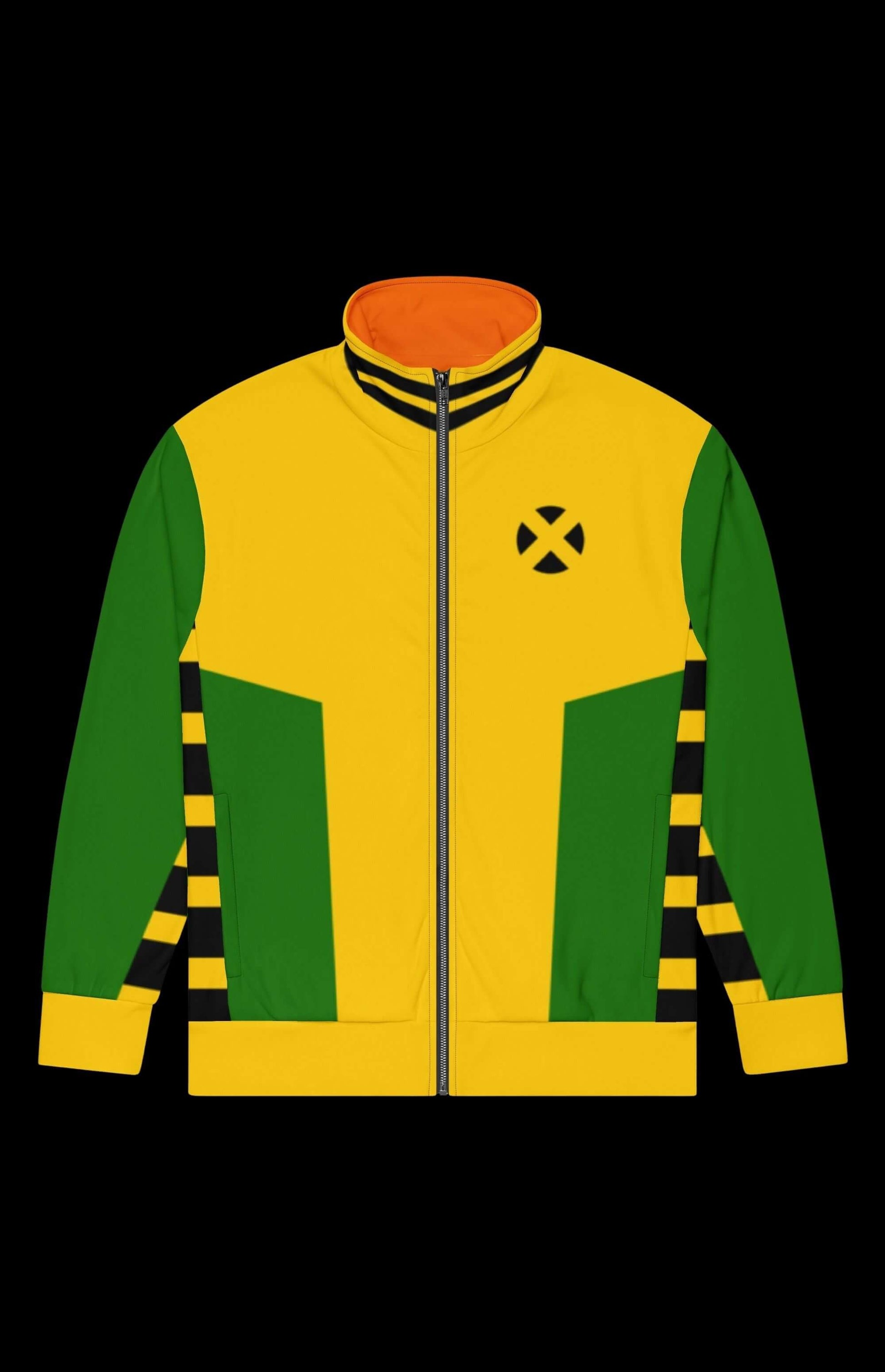 Loudmouth Track Jacket in yellow and green with zip-up style, ideal for workouts and everyday wear, featuring recycled materials.