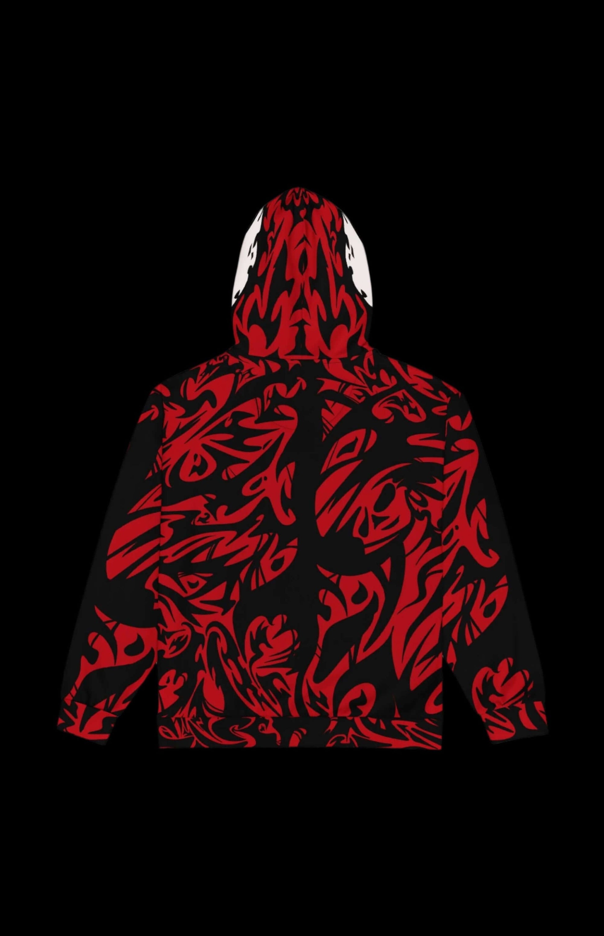 Bloodbath Zip-up Hoodie featuring a chaotic red and black design perfect for horror-core fans.