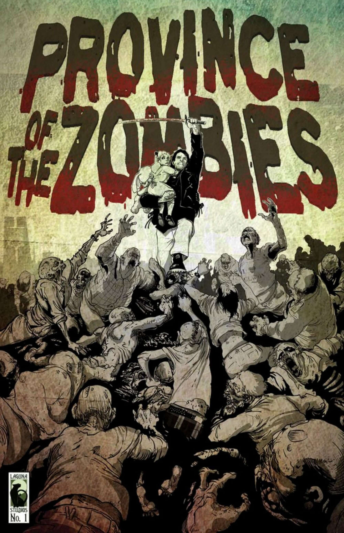 Comic cover of 'Province of the Zombies' featuring zombies and a hero battling for survival.
