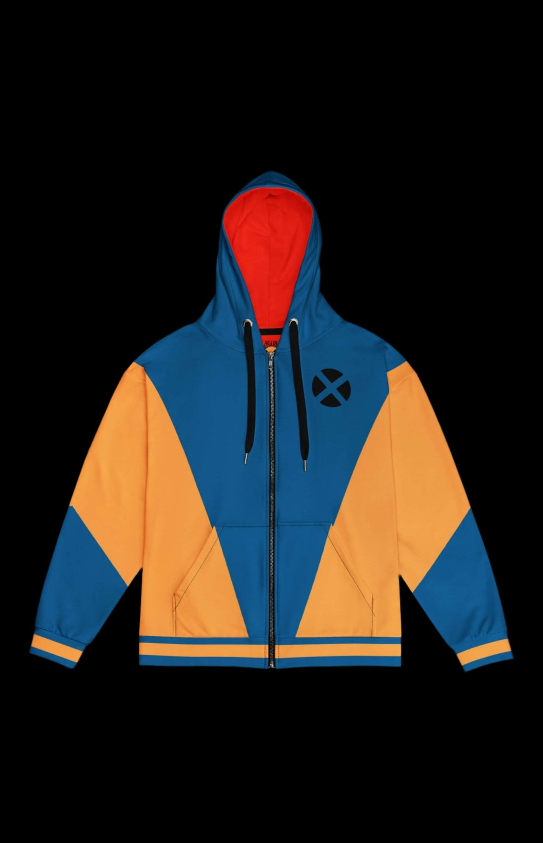 Fainty Telepath zip-up hoodie in blue and orange, featuring a cozy design and relaxed fit for everyday wear.