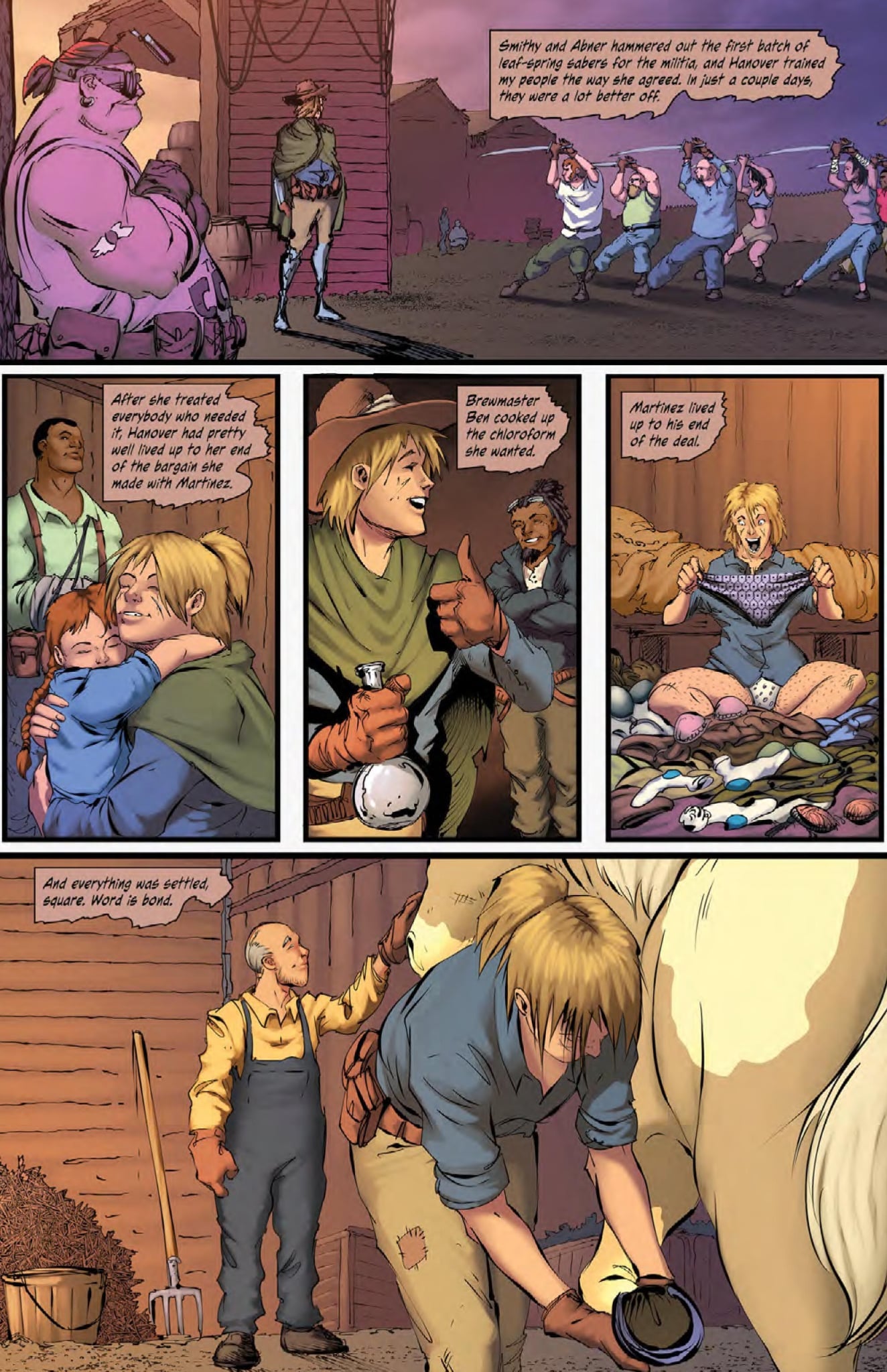 The Surgeon Volume One: The Turtle Island Cycle graphic novel page showing characters in a post-apocalyptic setting.