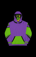 Vibrant Green Gremlin Pullover Hoodie featuring playful villain design and retro comic book flair.