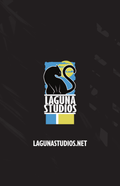 Logo of Laguna Studios featuring a silhouette of a cat against a colorful background.