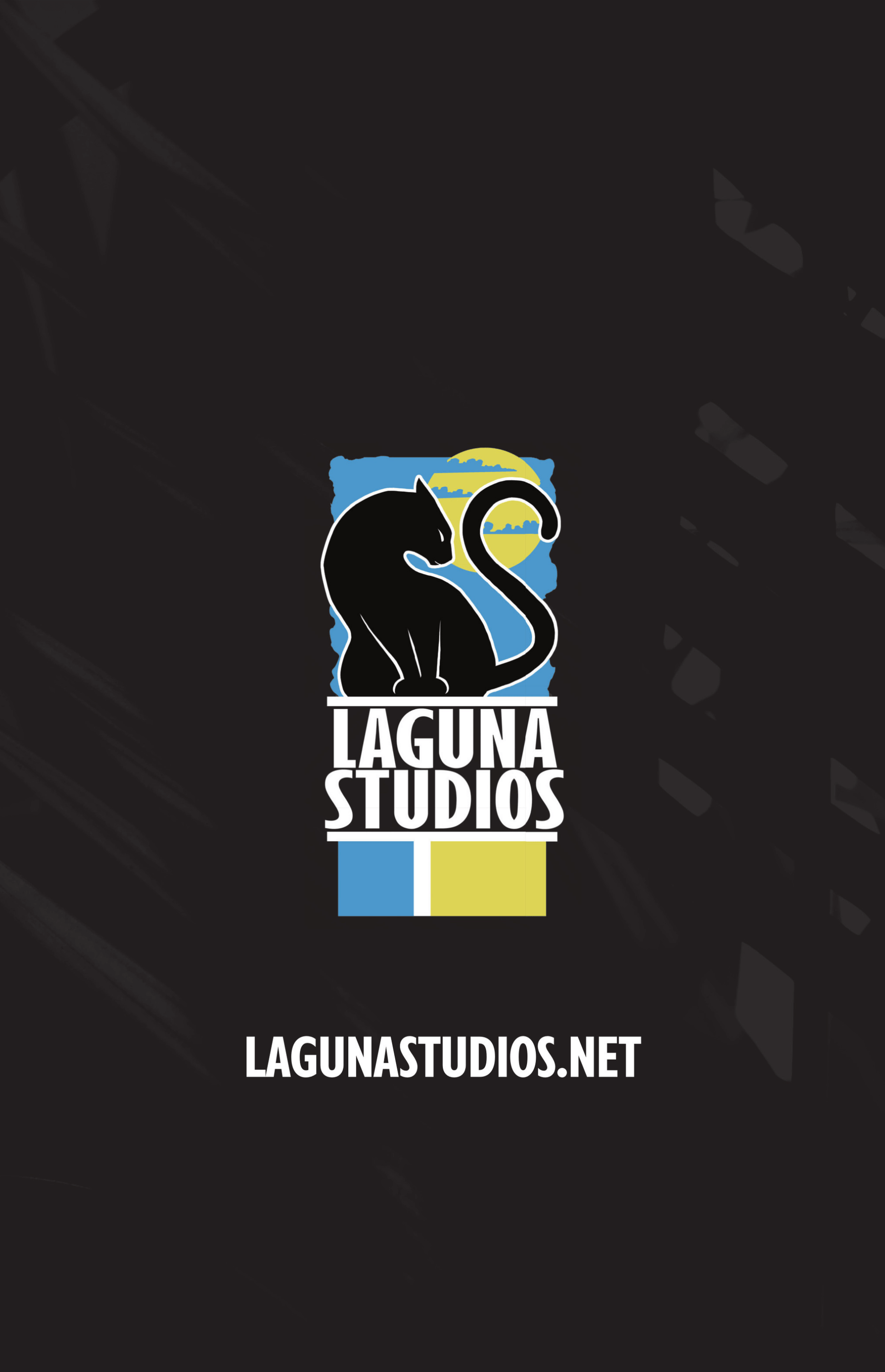 Logo of Laguna Studios featuring a silhouette of a cat against a colorful background.