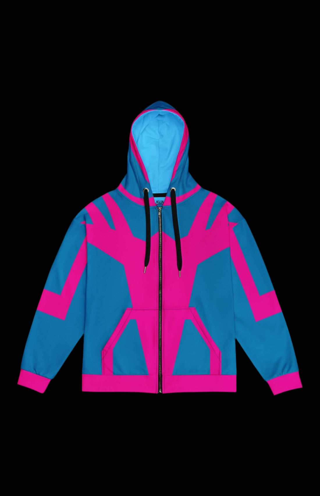 Colorful metal bird zip-up hoodie in pink and blue with a stylish, relaxed fit for everyday wear.