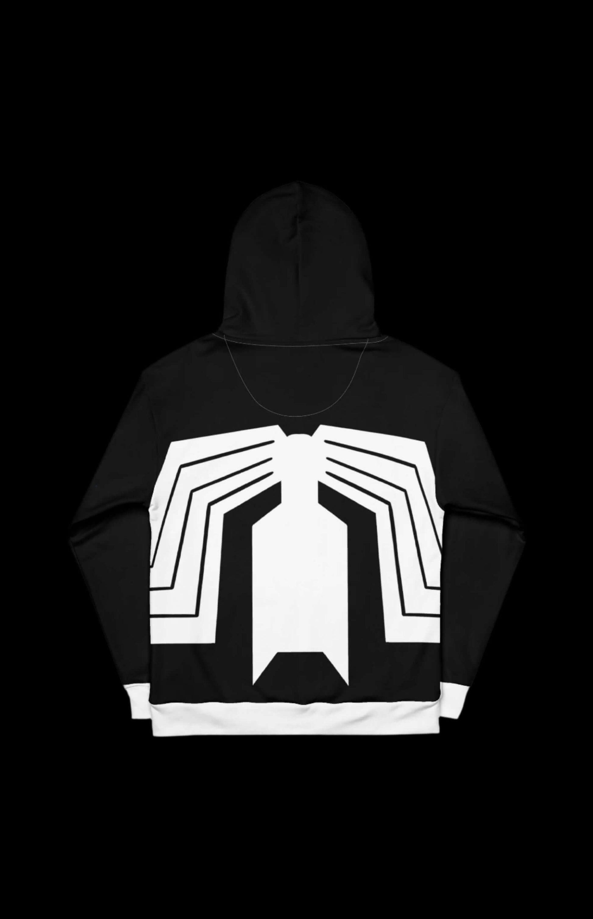 Oily Alien Guy Pullover Hoodie with retro spider design on a black background for comic book fans.