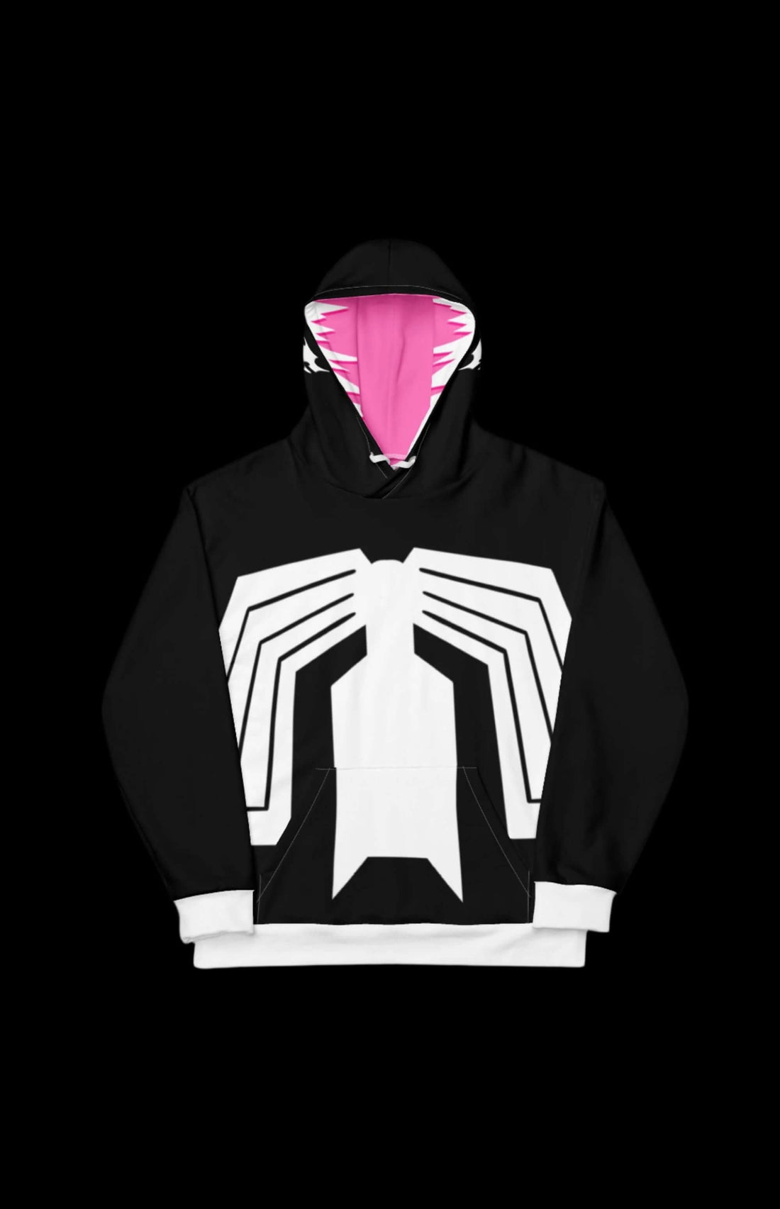 Oily Alien Guy Pullover Hoodie from Laguna Studios featuring bold black and white design with pink interior.