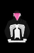 Oily Alien Guy Pullover Hoodie from Laguna Studios featuring bold black and white design with pink interior.
