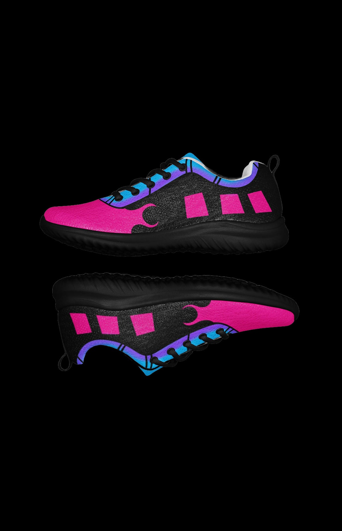 Kinetic Gambler Athletic Shoes side profile in pink and black with blue trim