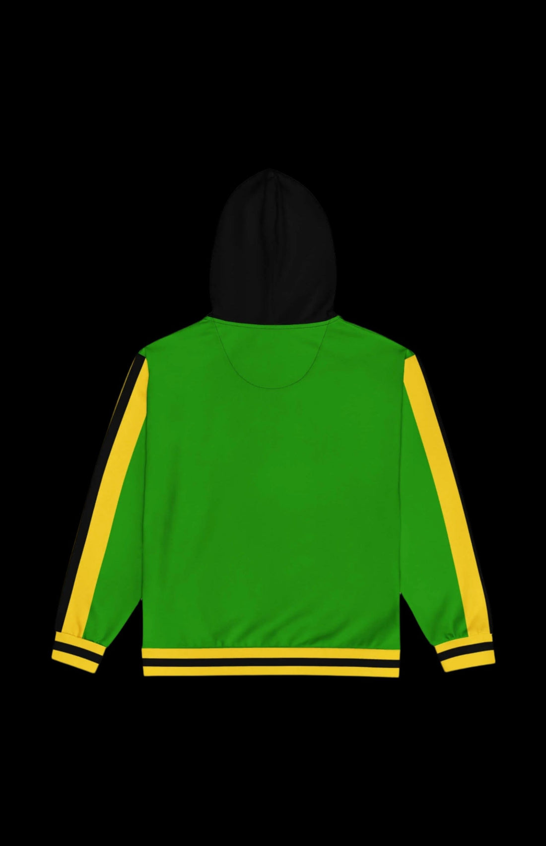 Southern Sugar zip-up hoodie in vibrant yellow, green, and black, blending style with sustainability for everyday wear.