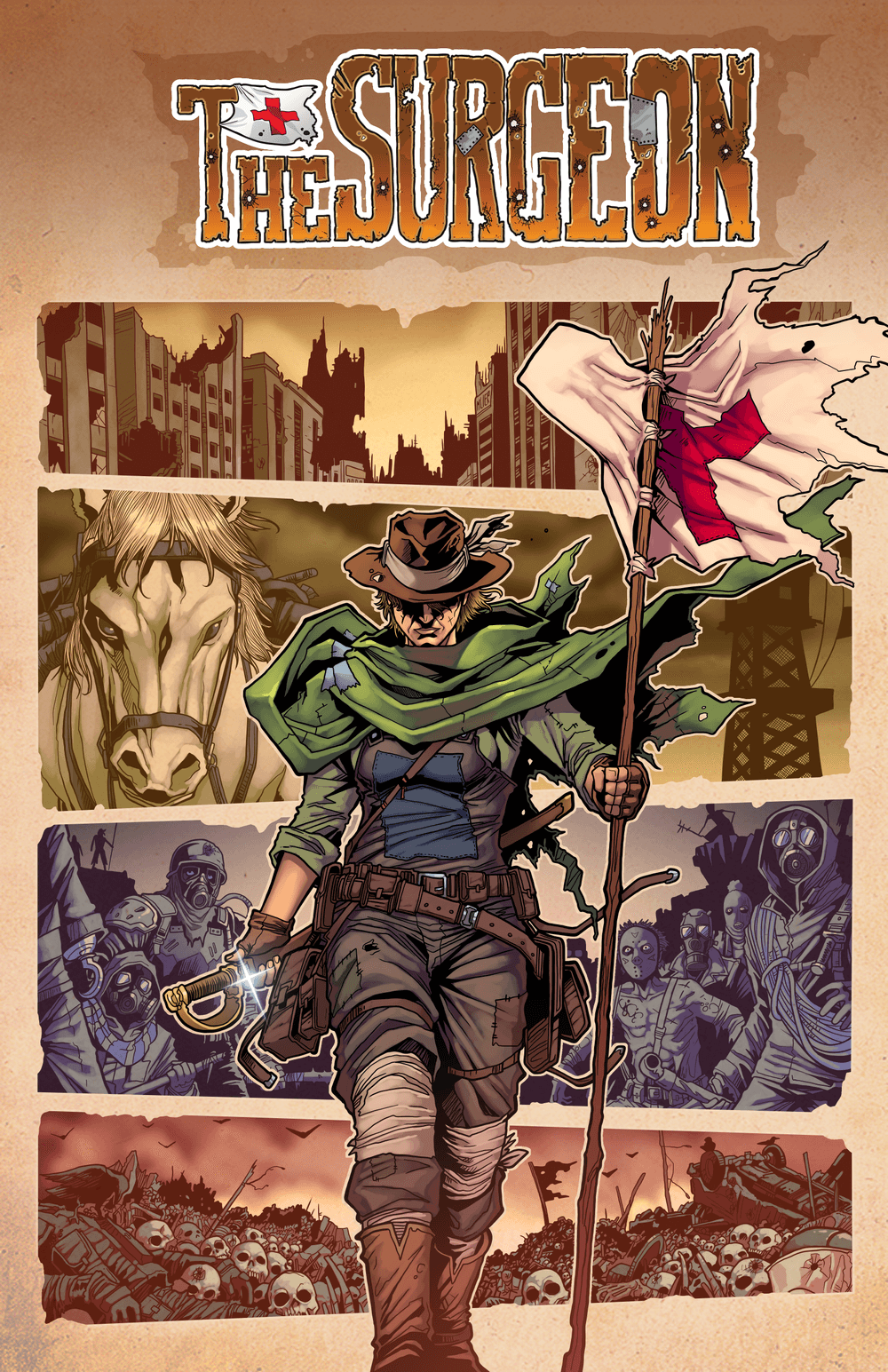 The Surgeon Chapter 1 cover art featuring a nomadic physician in a post-apocalyptic landscape.