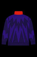 Back view of the Mr. Ominous Track Jacket in purple with jagged cape-style panels