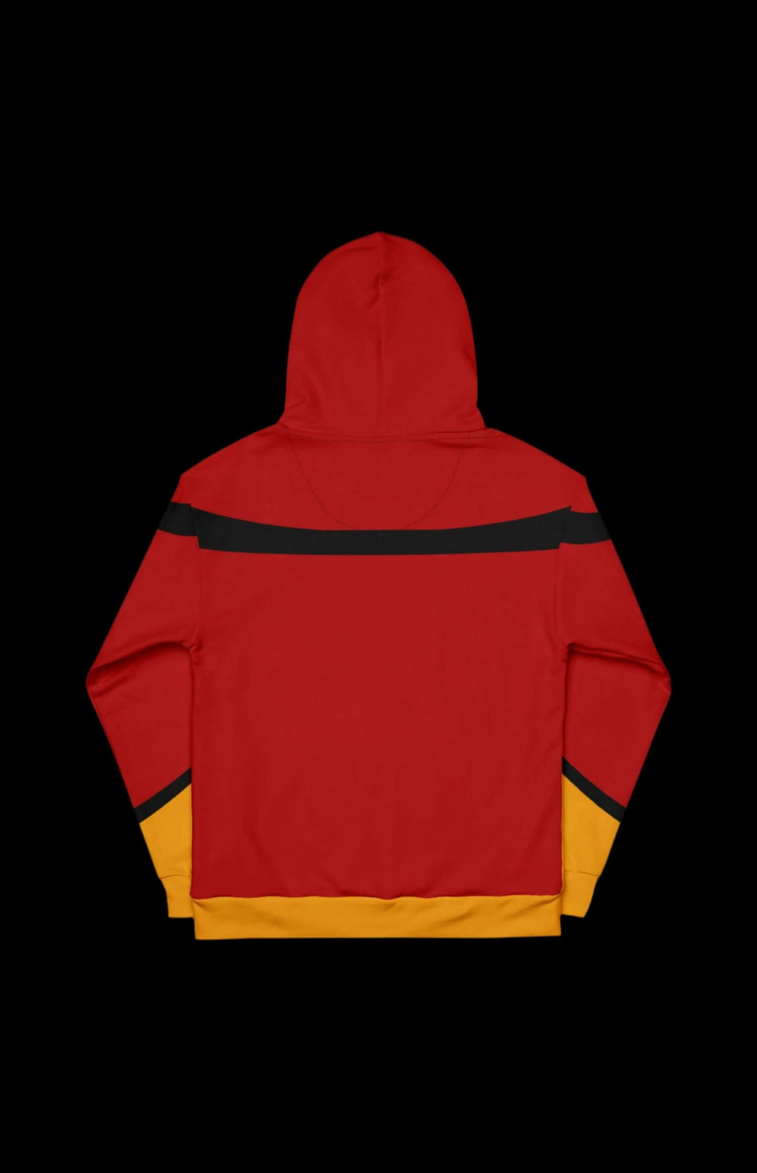 Web Lady Pullover Hoodie featuring bold red and yellow design, perfect for comic book fans and casual wear.