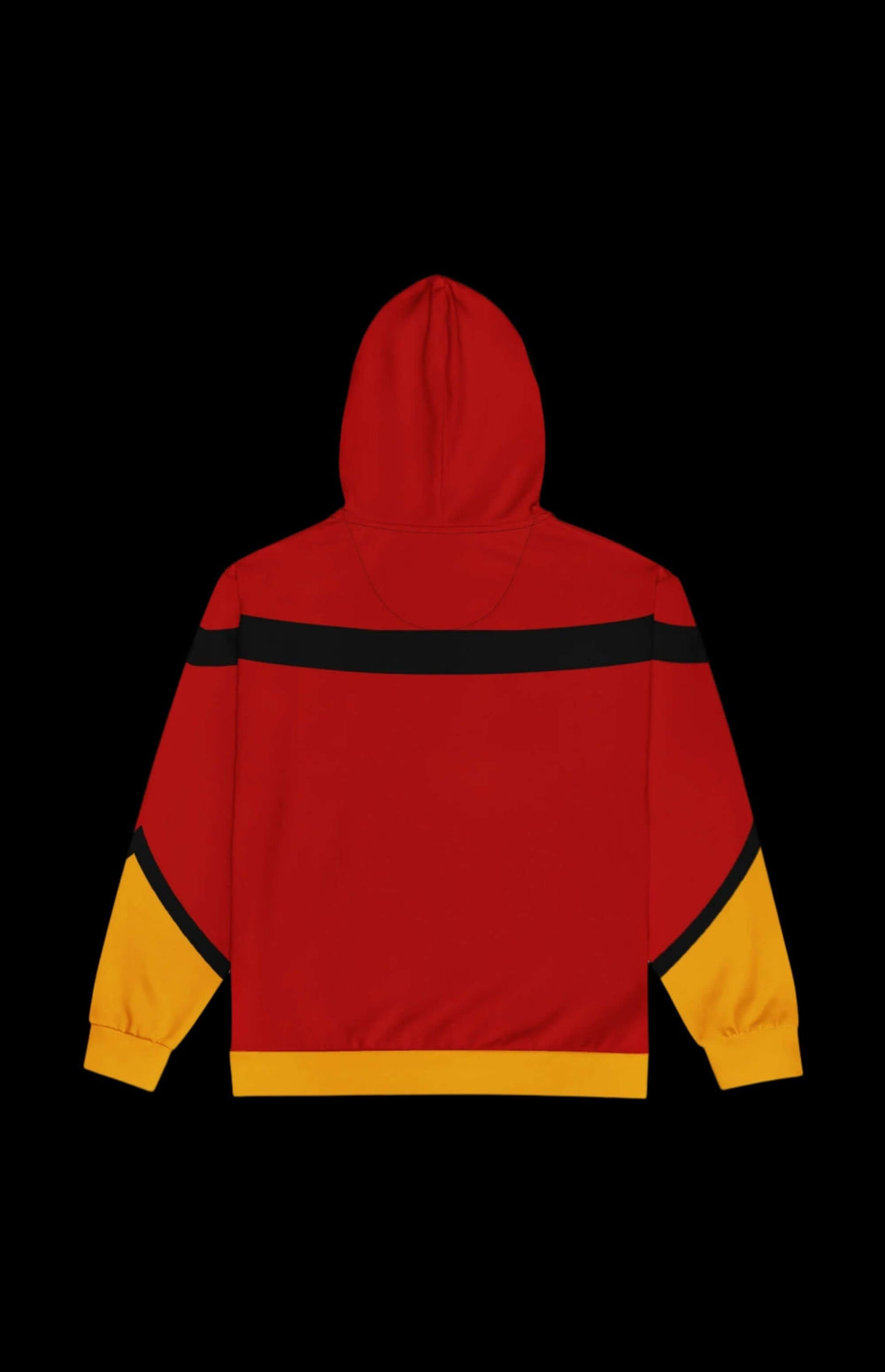 Web Lady Zip-up Hoodie featuring bold red and yellow comic book design with a stylish zip-up design.